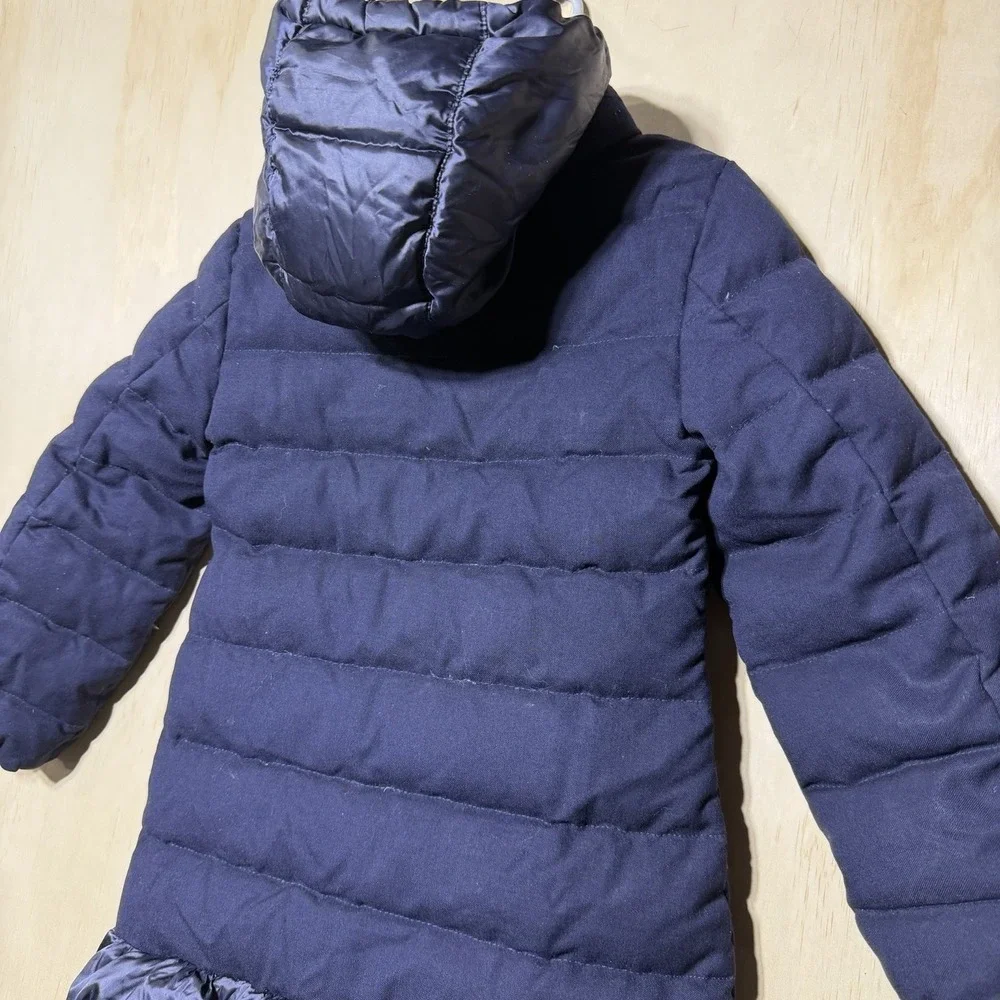 Moncler Kids Girls Puffer Coat Size 5 Navy Blue Hooded Down Jacket
